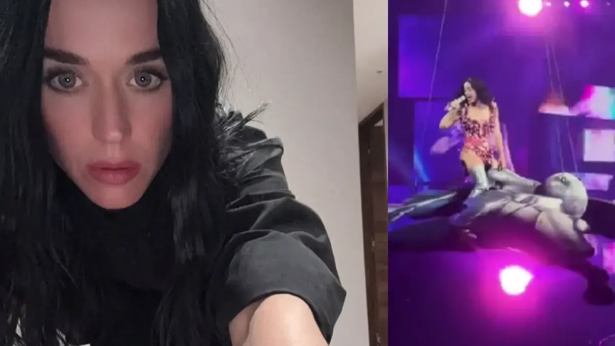Video: The moment Katy Perry almost fell into the audience at her US concert.