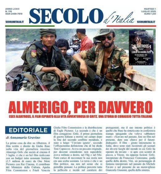 'Secolo d'Italia' dedicates a special to Almerigo Grilz and the film 'Albatross'
