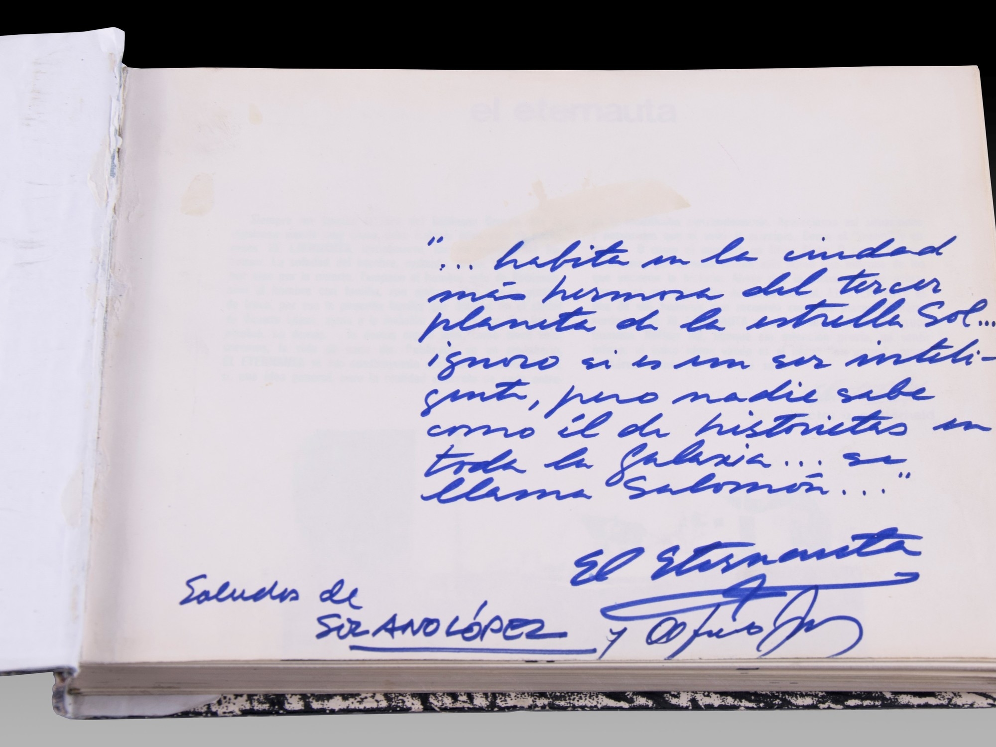 Oggi viene messa all'asta una prima edizione de L'Eternauta: un pezzo unico con dedica originale.