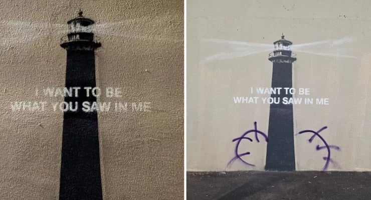 Najnowsze dzieło Bansky’ego przekształcone w „penisa”