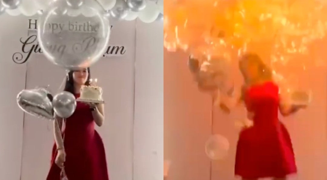 Vidéo : Une femme prise dans les flammes après l'explosion de ballons d'anniversaire