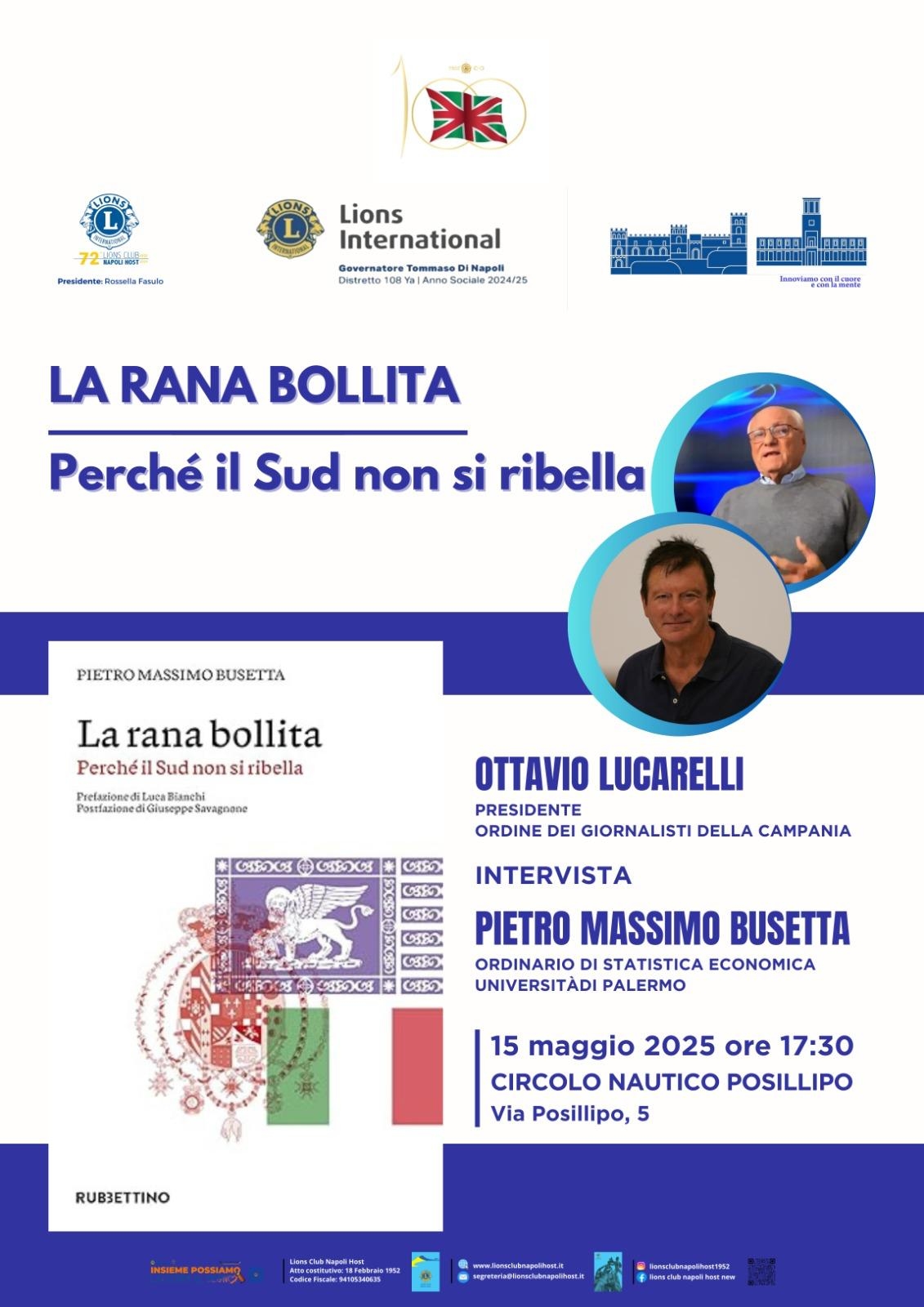 Pourquoi le Sud ne se rebelle-t-il pas ? « La Grenouille Bouillie » de Pietro Massimo Busetta demain au Circolo Posillipo