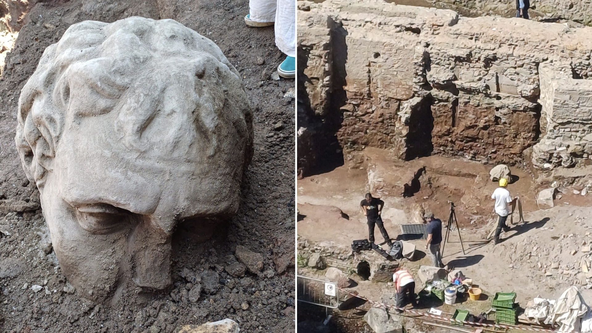 Arqueología, una antigua cabeza de mármol emerge de las excavaciones del Foro Trajano