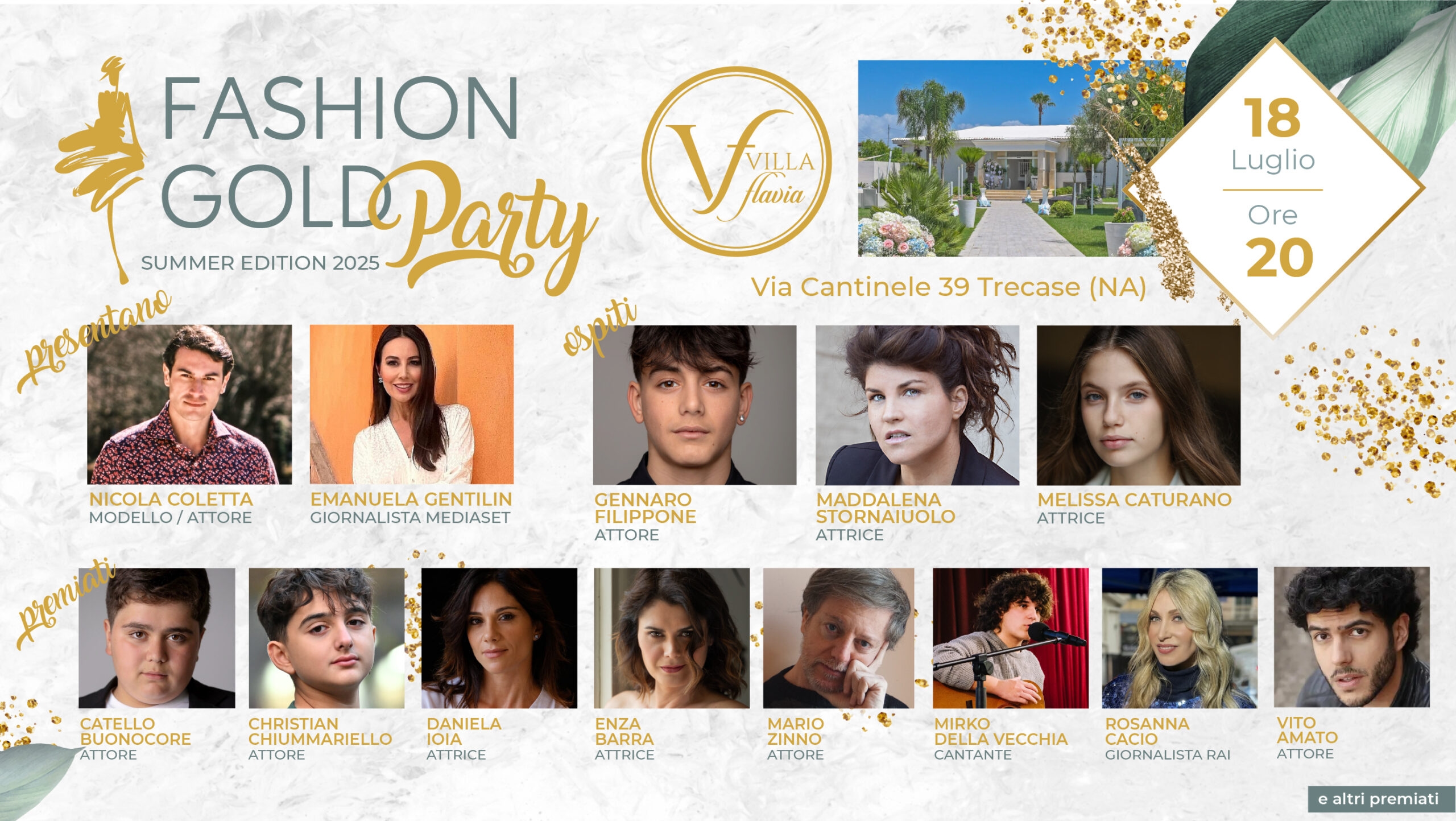Luci puntate sul fashion gold party: villa Flavia, a Trecase, ospita l’evento