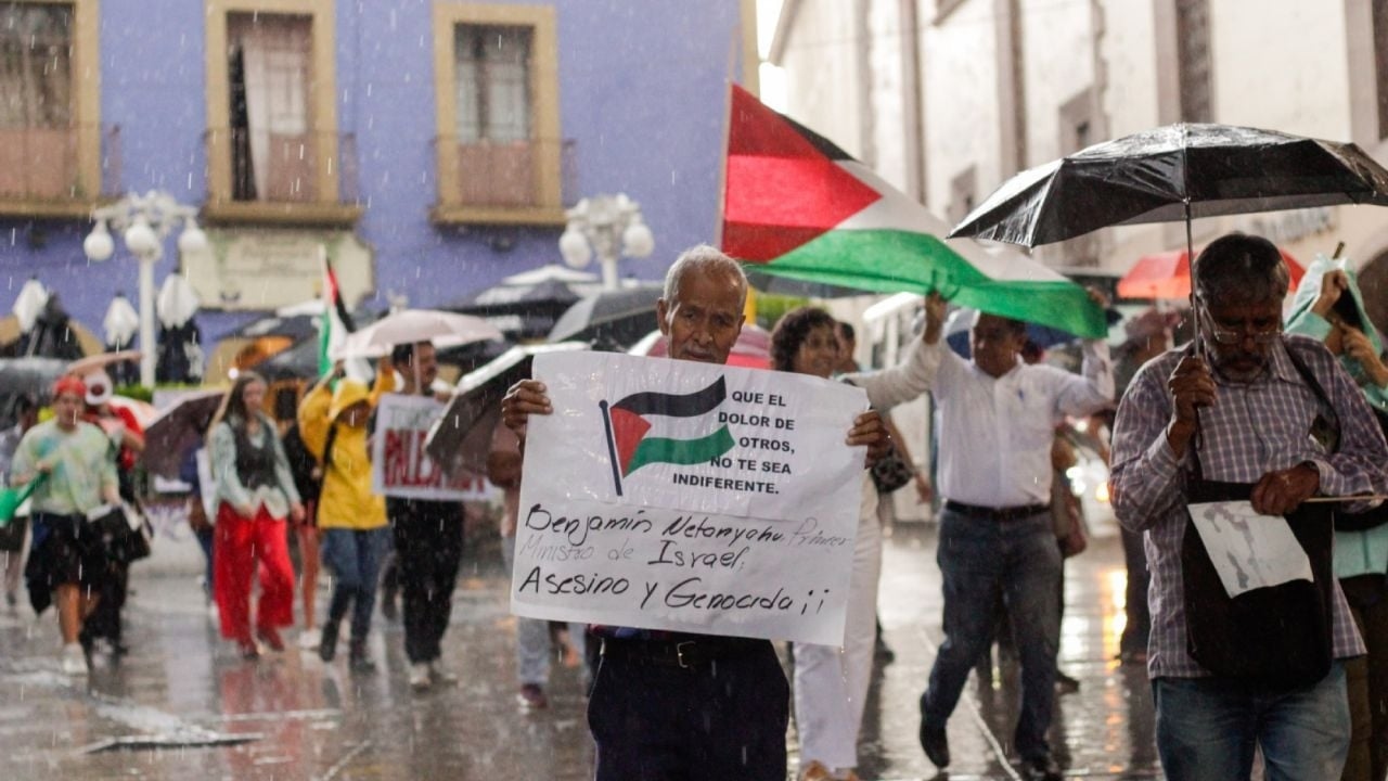 „Wir fordern ein Ende des Völkermords in Gaza“: Hunderte marschieren in Morelos zur Unterstützung Palästinas