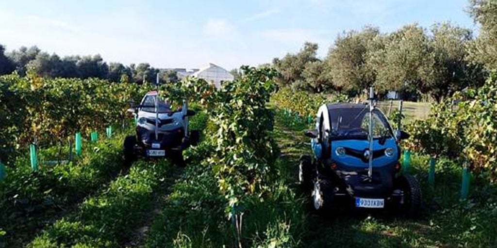 Um veículo elétrico comercial automatizado para monitoramento de plantações.